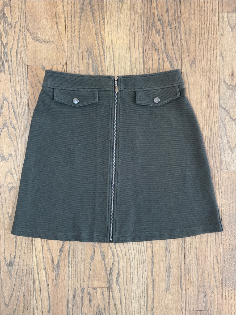 Blue Rain Women’s Olive Green Front-Zip A-Line Skirt Size Small